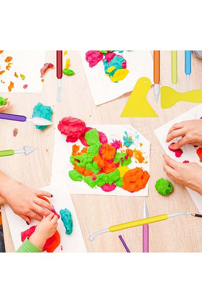 Micostore Set of 9 Plasticine Modeling Molds, Modeling Tools for Pasta, Clay or Wax, Double Ended, Multicolor