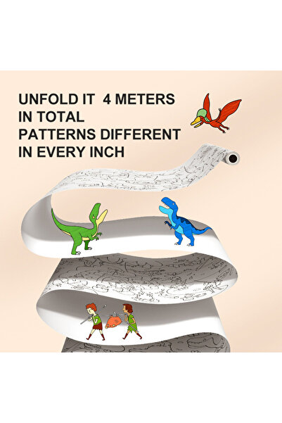 Mideer Coloring Paper Roll - Zoo Theme - 4 M Length, With Adhesive