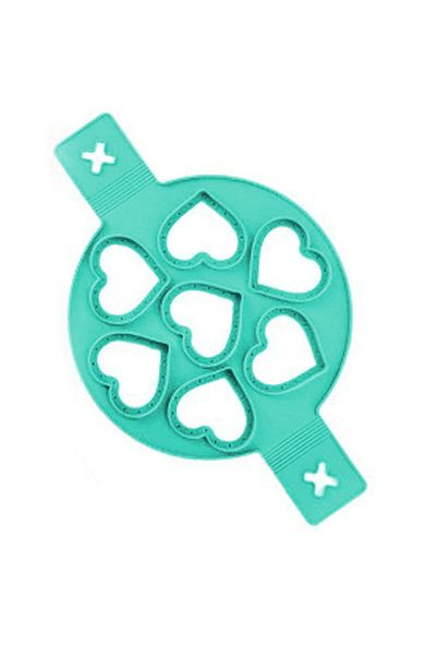 Micostore Silicone Pancake Mold, With Handles, Hearts, Turquoise, 22.7 X 37.2 Cm