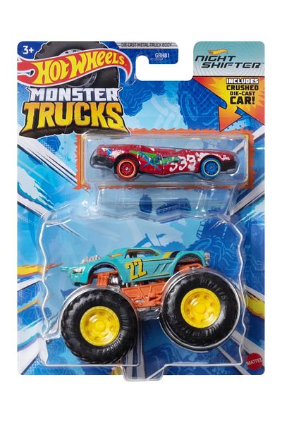 mattel Hot Wheels Monster Truck Si Masinuta Metalica Night Shifter