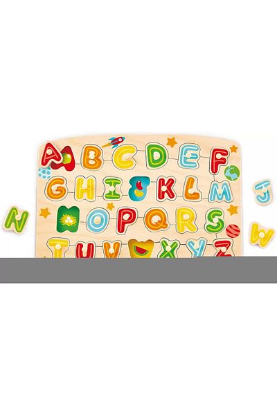 Hape Γράμματα Αλφαβήτου, Ξύλινο Παιχνίδι Παζλ με Κουμπιά