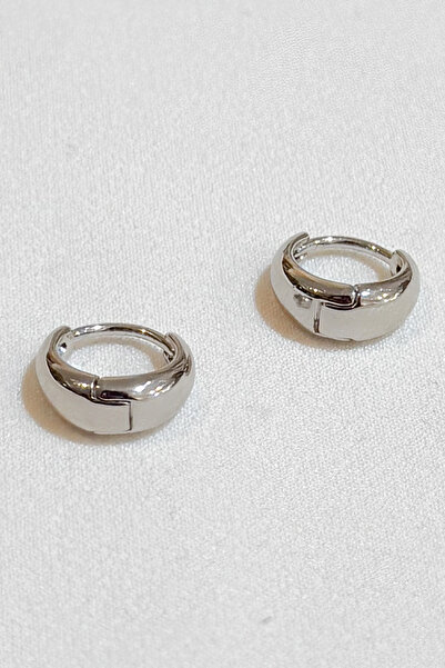 Chic Latife Gümüş Kaplama Bombeli Çelik Halka Küpe