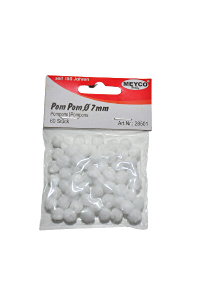 Meyco Pom-pom, 60 Pcs, 7 Mm, White, Art & Craft Accessories For Children