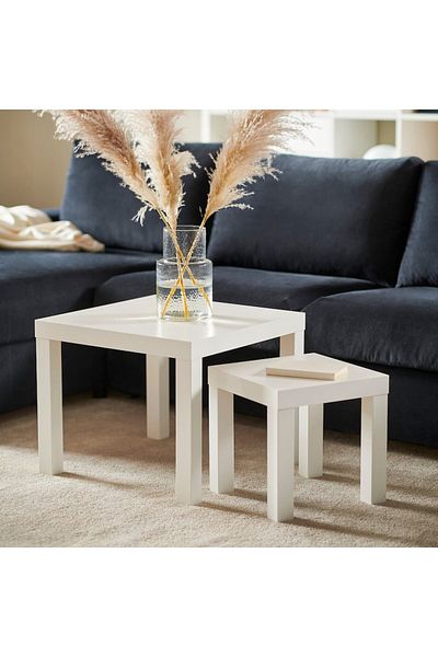 IKEA Set of two nested side tables, white, one 35*35 cm and the other 55*55 cm