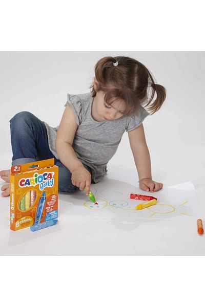 CARIOCA Waxed Colored Crayons For Children 2 Years Old, Baby Wild Crayons, 8 Colors