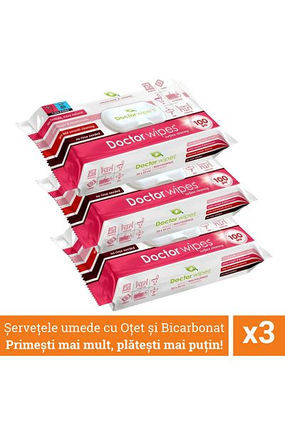 DOCTOR WIPES Promo Package: 3 X Wet Wipes With Baking Soda And Vinegar, Multiple Surfaces, , 300pcs