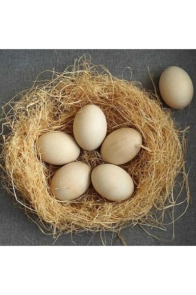 Micostore Pack of 6 Natural Wooden Eggs, Chicken, For Painting And Drawing, Easter Eggs