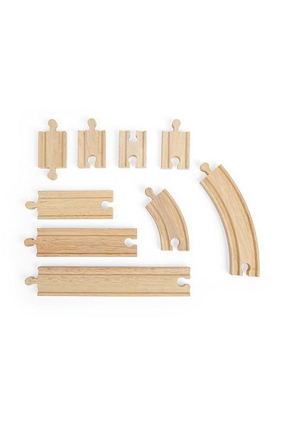 BIGJIGS Toys Straight and Curved Rail Set (24 PIECES)