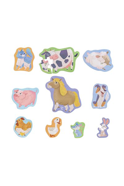 Hape Set Of 10 Puzzles: Farm Friends (18-36 MONTHS) For Children