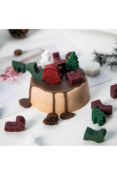 Micostore Silicone Chocolate Mold, 6 Christmas Figures, 12 Cavities, 22 X 10 X 1.5 Cm