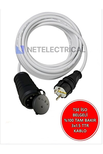 NETELECTRİCAL Kauçuk Tekli Topraklı Ara Uzatma Kablosu 2 METRE  3x1.5 Mm² Ttr...