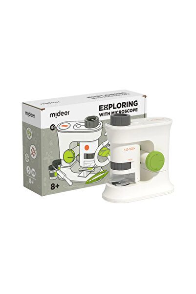 Mideer Microscop pentru copii, mărire 160x, lentilă optică HD, lumină LED, po...