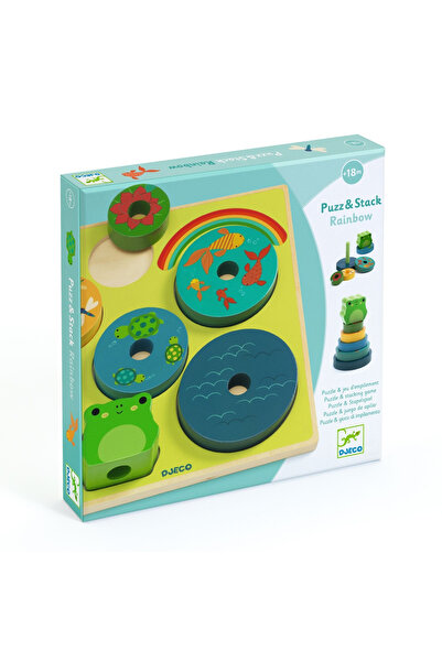 djeco Puzzle Si Joc Din Lemn De Stivuit, De La 1 An,