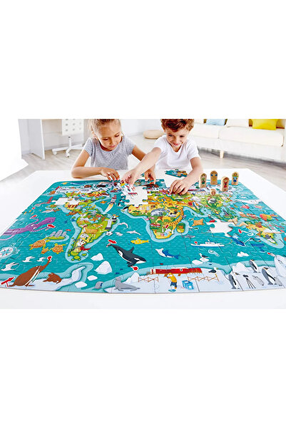 Hape Around the World, 2 In 1 Puzzle Game, 105 Pieces