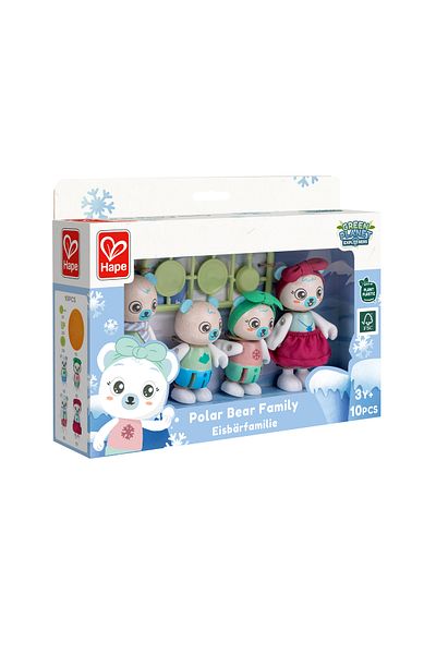 Hape Wooden Toy For Children - Polar Bear Family (10 PIECES)
