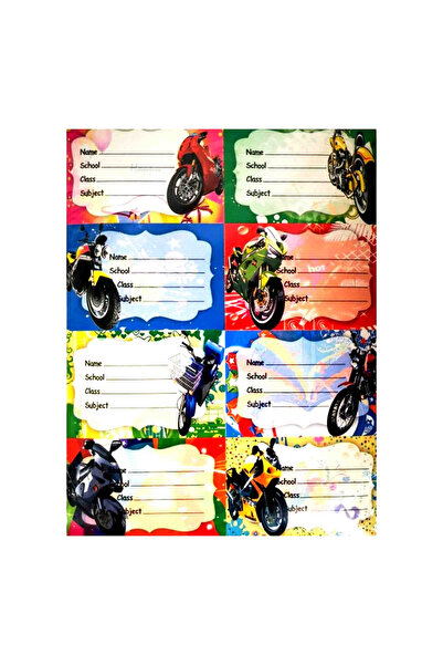 MC Micostore Etichete Scolare Autoadezive, A5, Motociclete, 8 Buc/coala, 10 C...