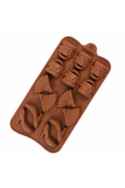 Micostore Chocolate And Jelly Candy Mold, Fashion Model, Silicone, 14 Cavities, 20 X 10 Cm