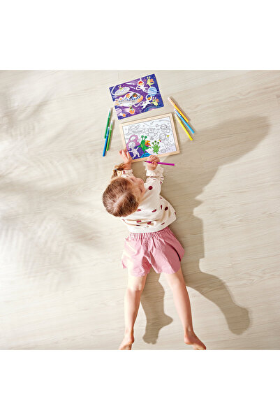 Hape 2 In 1 Wooden Puzzle - Space Friends (50 PIECES), With Double Side And Coloring Activity