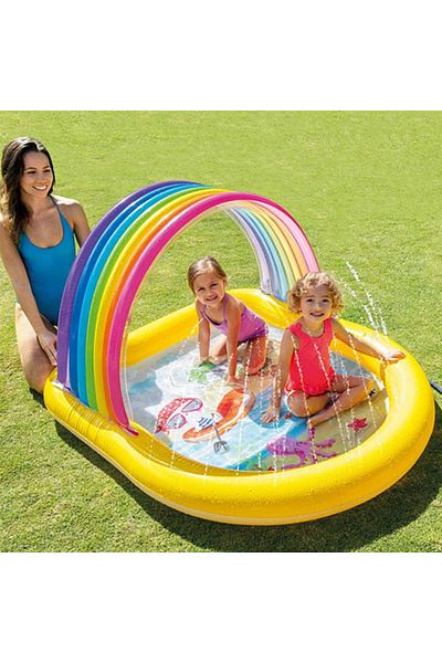 Intex Rainbow Inflatable Children's Pool, With Roof, 84 Liters, 147 X 130 X 86 Cm