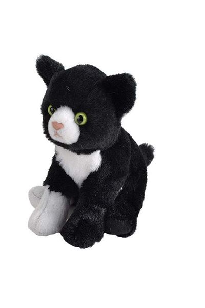 Wild Republic Pisica Alb Cu Negru - Jucarie Plus 13 Cm