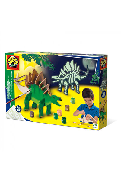 SES Creative Dětská sada s dinosaurem z dílků a fluorescenční barvy