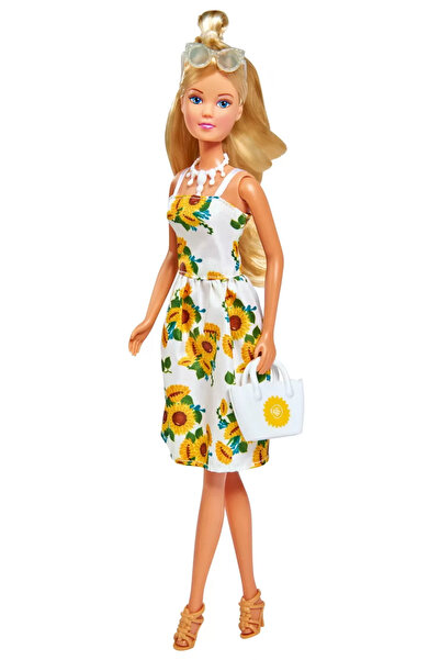 Simba Steffi Doll With White Dress With Sunflower Print