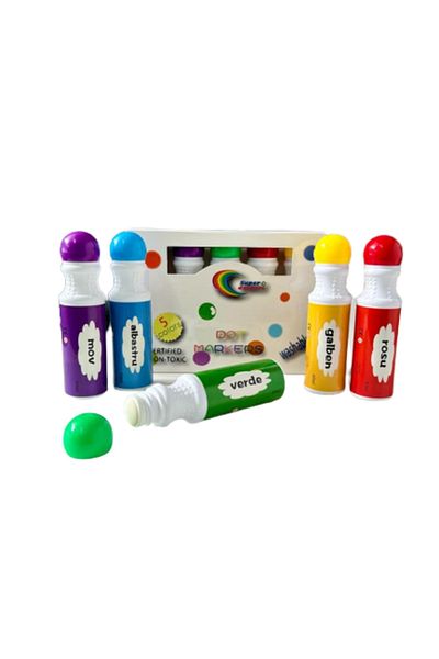 Set 5 Carioci Markers, Lavabile, Cu Varf Buretat 1.8 Cm, Superdots