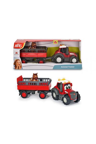 Simba Tractoras Cu Remorca Pentru Animale Cu Figurina Calut