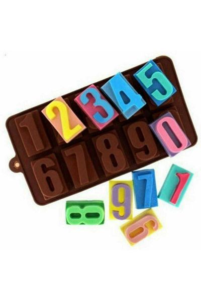 Micostore Silicone Chocolate Mold, 10 Cavities, Numbers 0 - 9 Pattern