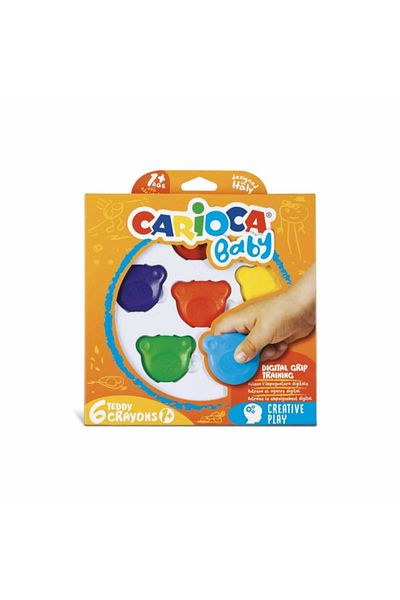 CARIOCA Baby Crayons With Grip, Baby Teddy Bears, 1 Year, 6 Pcs / Set