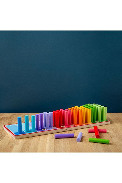 BigJigs Set betisoare din lemn pentru numarat - Curcubeu