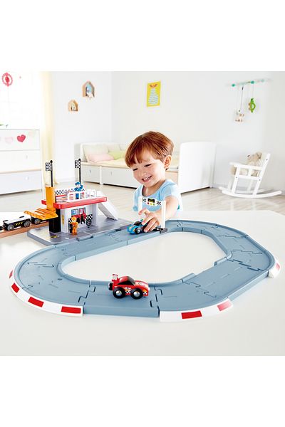 Hape Children's Toy Racing Station (34 PIECES)