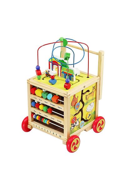 Micostore Antemergator Din Lemn, Cub Educativ 6 In 1 Si Centru Activitati Bebelusi, Antemergator