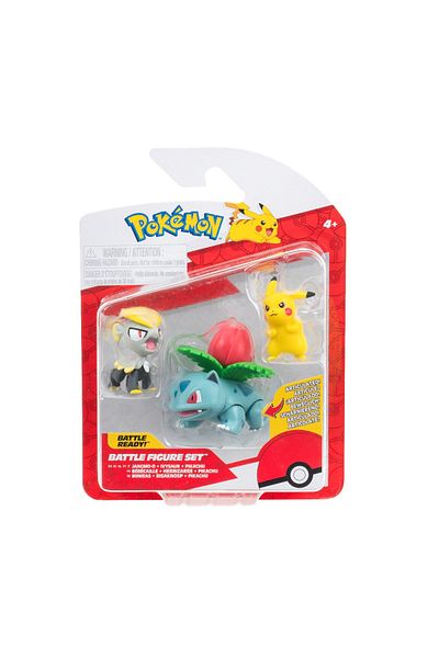 Pokemon - Set 3 Figurine De Actiune, 3pk: Pikachu #2, Jangmo-o, Ivysaur W21