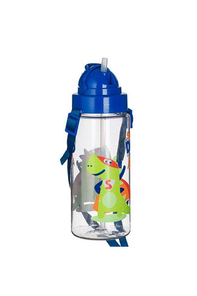 Micostore Sticla Apa Copii Cu Pai, Transparenta,tritan, Fara Bpa, Bidon, 500 Ml, Super Dino - Dinozaur