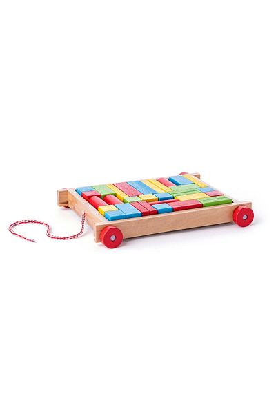 Woody Wooden Toy - Trolley With Cubes
