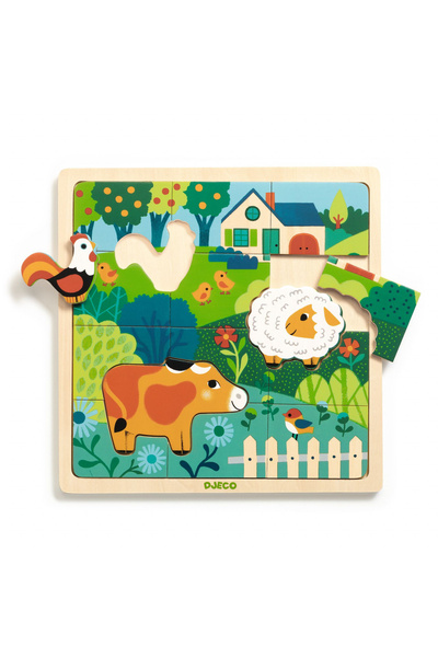 djeco Puzzle Lemn Animale De La Ferma,