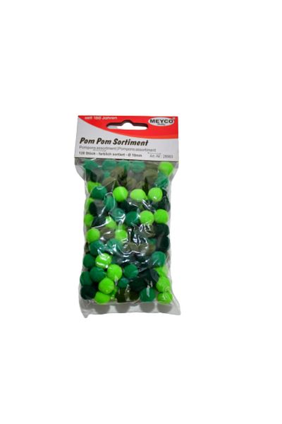 Meyco Small Pompoms, 120 Pcs, 10 Mm, Green, Art & Craft Accessories For Children