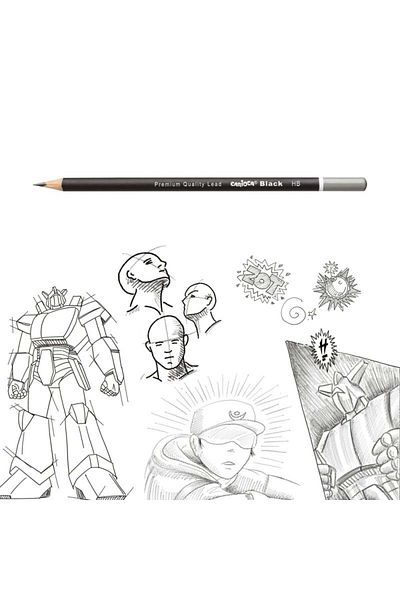 CARIOCA Set Of 4 Black Hb Graphite Pencils Eraser