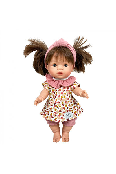 OEM Păpușă Nines D'onil, Joy, cu păr castaniu, bentiță roz, parfum de vanilie, 37 cm