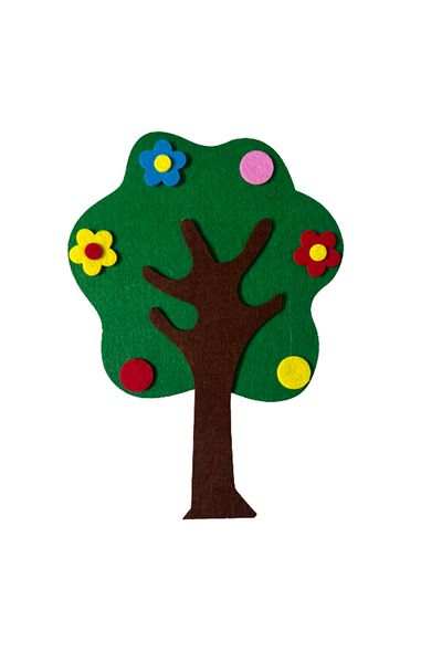 Micostore Felt Craft Accessories, Tree With Flowers And Polka Dots, 49 X 33 Cm