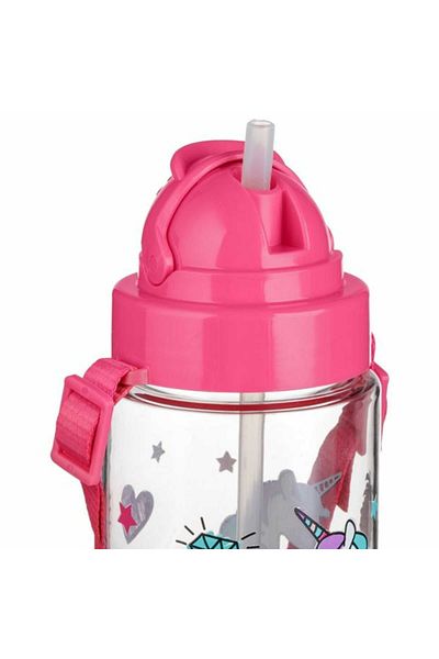 Micostore Kids Water Bottle, Straw Bottle, Reusable, Unicorn, Bpa Free, 500 ml