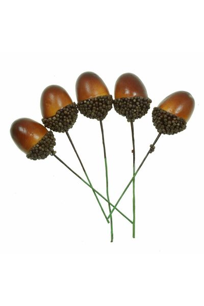 Micostore Acorn With Stem, Rust With Yellow, 8.5 Cm, ​​5 Pcs/set, Art & Craft Accessories For Children