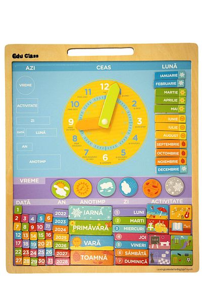 BIGJIGS Toys Magnetic Weather Calendar - Romanian Language