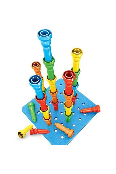 Micostore Set of 25 Plastic Nails to Build with Board, Montessori Construction Toys