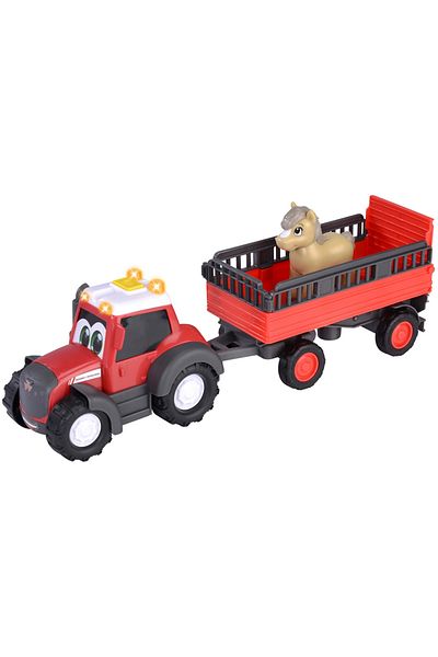 Simba ABC Massey Ferguson Animal Trailer 30 Cm Tractor With Lights, Sounds, Trailer And Figurine