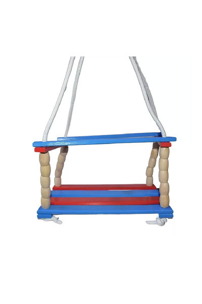 Fakopancs Leagan Colorat Din Lemn, Rosu-albastru