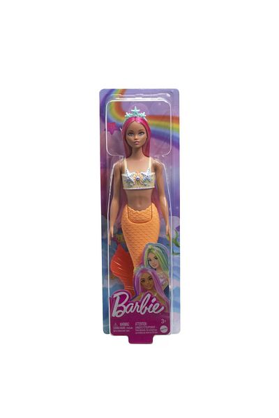 mattel Barbie Dreamtropia Papusa Sirena Cu Parul Roz Si Coada Portocalie
