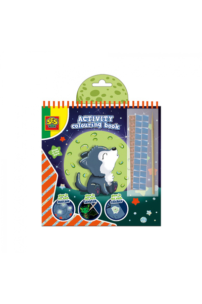 SES Creative 3 in 1 coloring book for children, with animals, luminescent