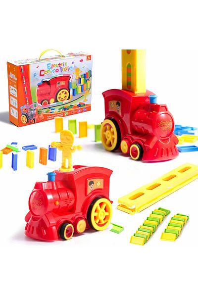 Micostore Domino Train, Electric Locomotive With 80 Pieces, Sounds And Lights